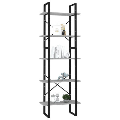 vidaXL Bibliothèque 5 étagères Gris béton 60x30x175 cm Bois d'ingénierie