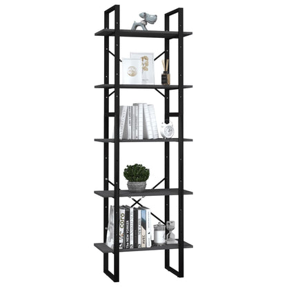 vidaXL Bücherregal 5 Fächer Grau 60x30x175 cm Massivholz Kiefer