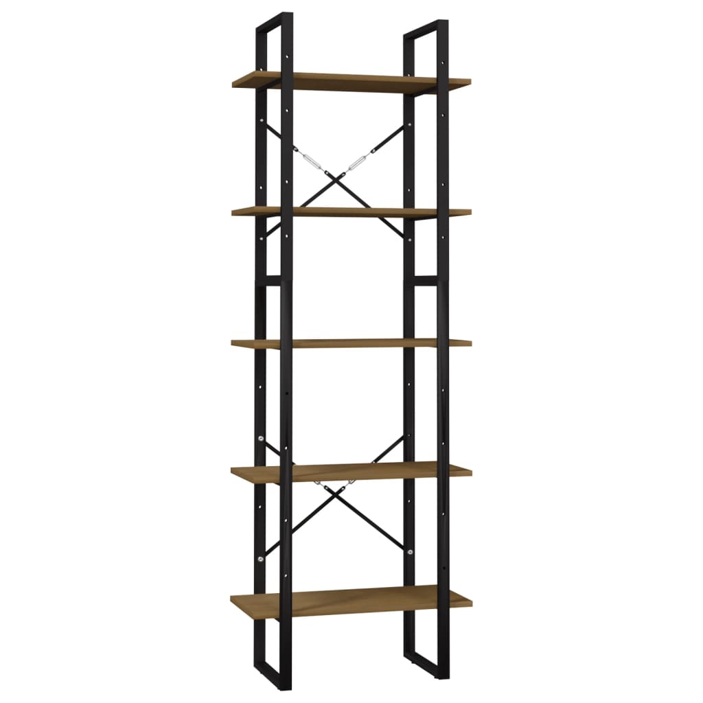 vidaXL Bücherregal 5 Fächer Braun 60x30x175 cm Massivholz Kiefer