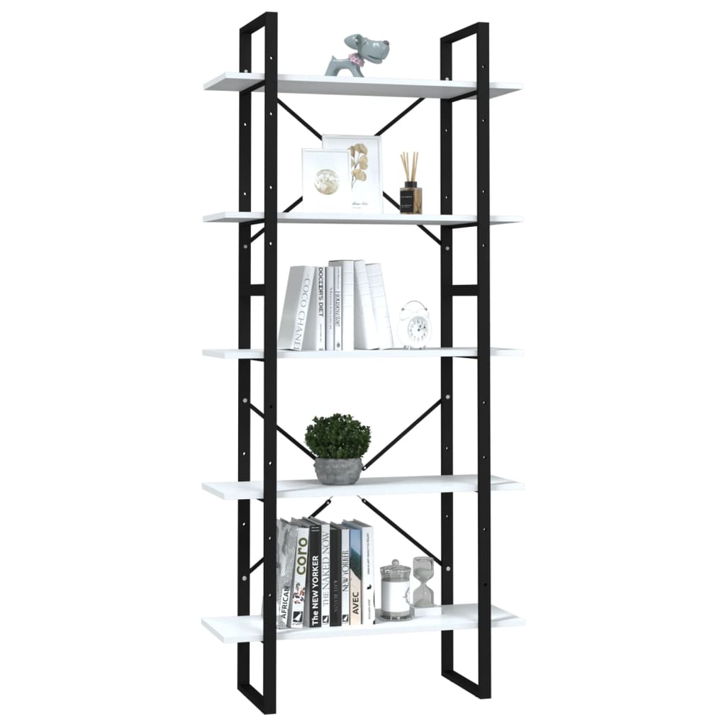vidaXL Bibliothèque à 5 niveaux Blanc 80x30x175 cm Aggloméré