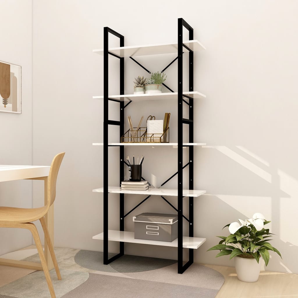 vidaXL Bibliothèque à 5 niveaux Blanc 80x30x175 cm Aggloméré