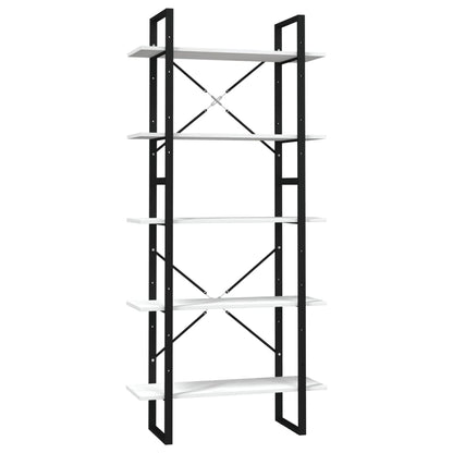 vidaXL Bücherregal 5 Fächer Weiß 80x30x175 cm Massivholz Kiefer