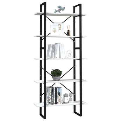 vidaXL Bücherregal 5 Fächer Weiß 80x30x175 cm Massivholz Kiefer