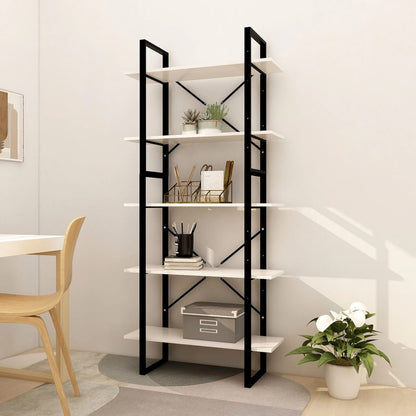 vidaXL Bücherregal 5 Fächer Weiß 80x30x175 cm Massivholz Kiefer