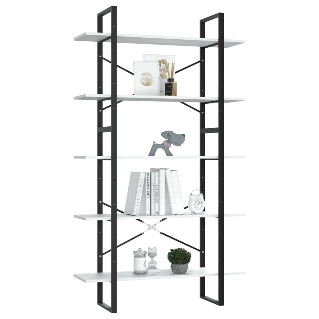 vidaXL Bibliothèque 5 étagères Blanc 100x30x175 cm Bois d'ingénierie