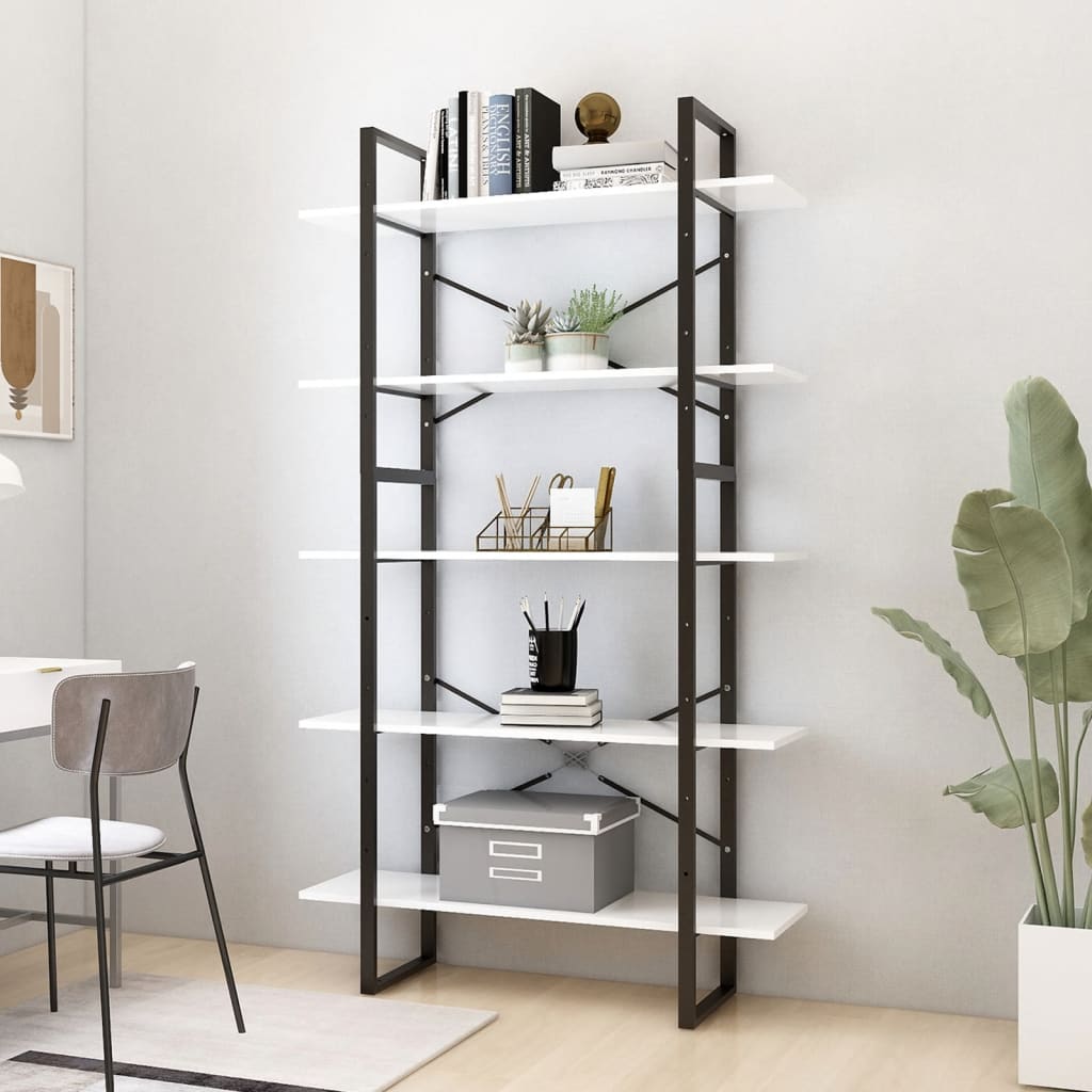 vidaXL Bibliothèque 5 étagères Blanc 100x30x175 cm Bois d'ingénierie