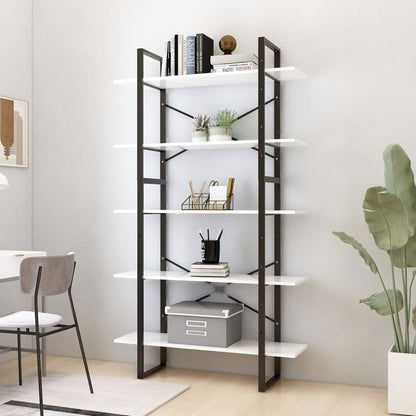 vidaXL Bibliothèque 5 étagères Blanc 100x30x175 cm Bois d'ingénierie