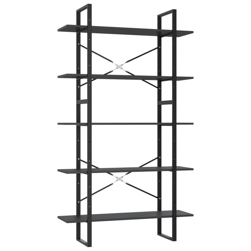vidaXL Bibliothèque 5 niveaux Gris 100x30x175 cm Bois d'ingénierie