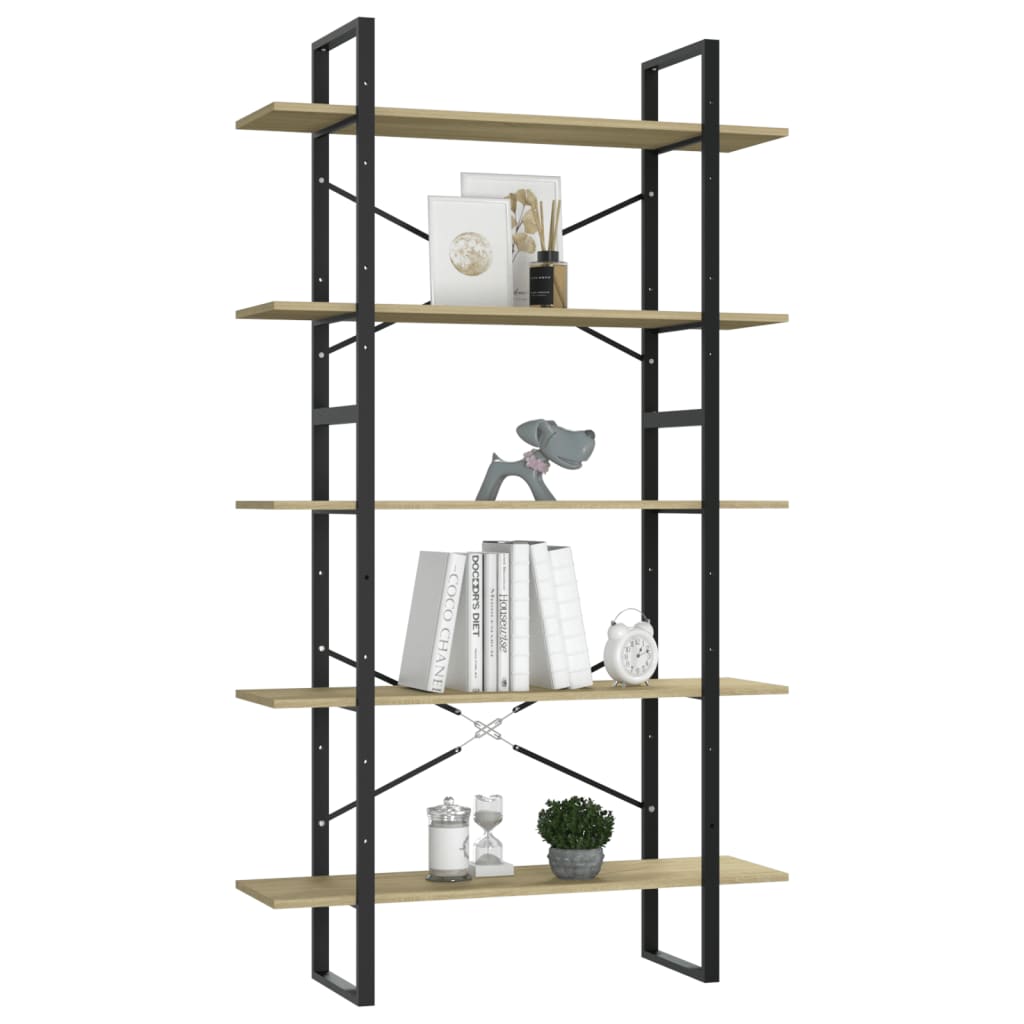 vidaXL Bibliothèque à 5 niveaux chêne Sonoma 100x30x175 cm Aggloméré
