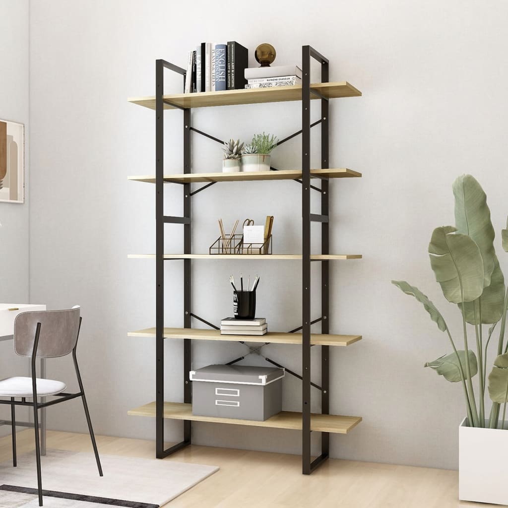 vidaXL Bibliothèque à 5 niveaux chêne Sonoma 100x30x175 cm Aggloméré