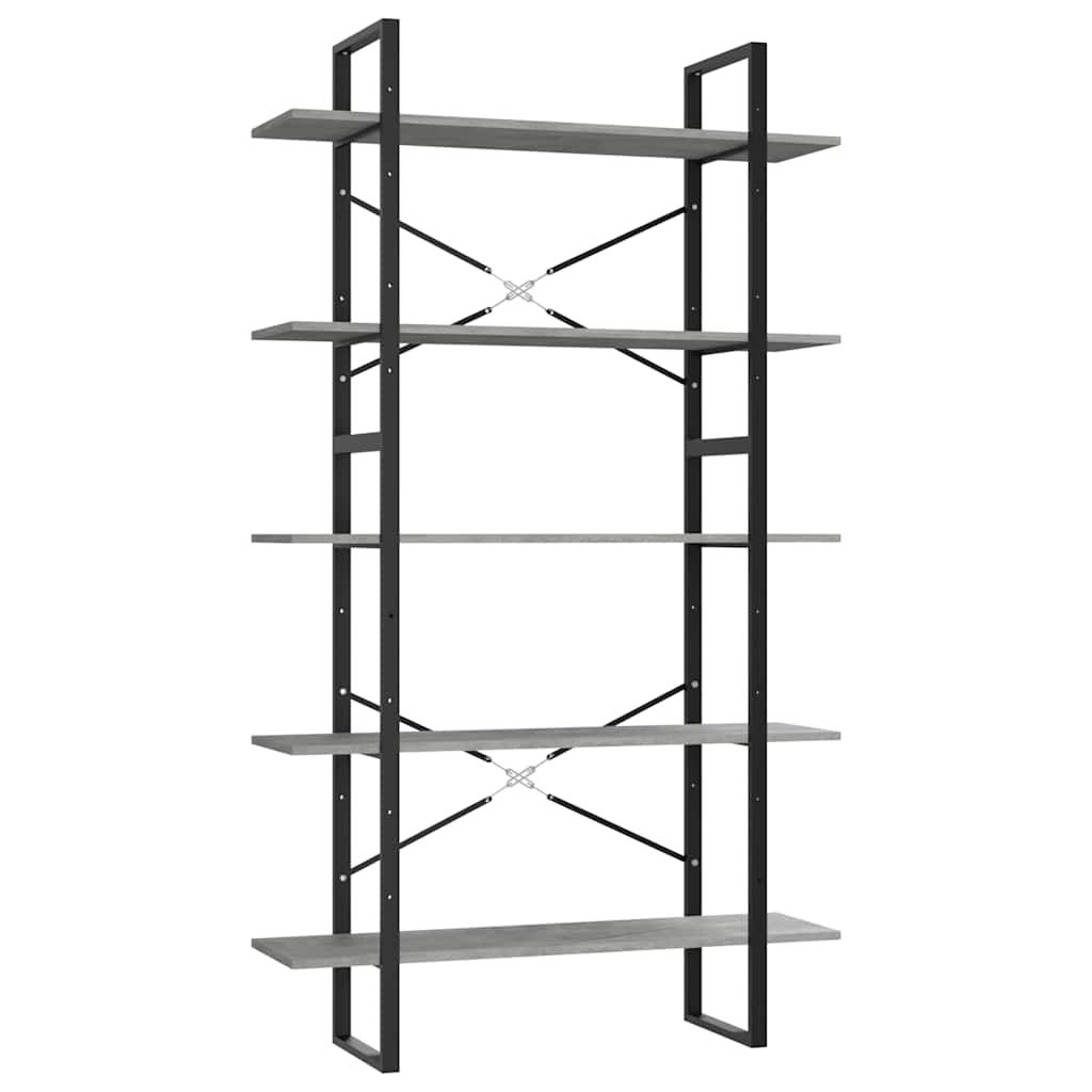 vidaXL Bibliothèque 5 étagères Gris béton 100x30x175 cm Bois d'ingénierie
