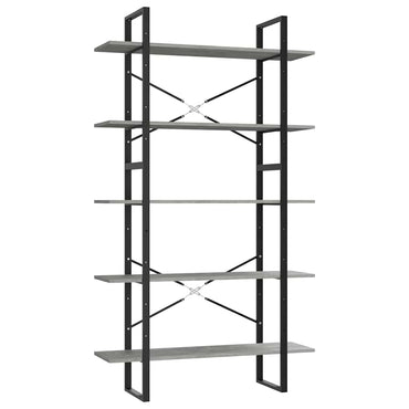 vidaXL Bücherregal 5 Fächer Betongrau 100x30x175 cm Holzwerkstoff