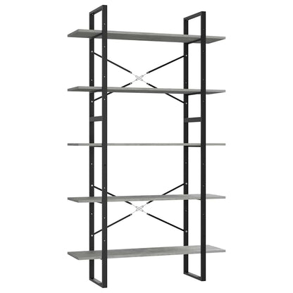 vidaXL Bibliothèque 5 étagères Gris béton 100x30x175 cm Bois d'ingénierie