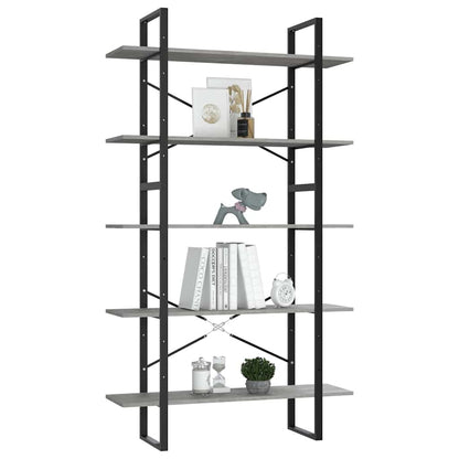 vidaXL Bibliothèque 5 étagères Gris béton 100x30x175 cm Bois d'ingénierie