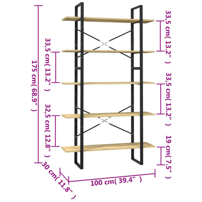 vidaXL Bibliothèque 5 niveaux 100x30x175 cm Bois de pin massif