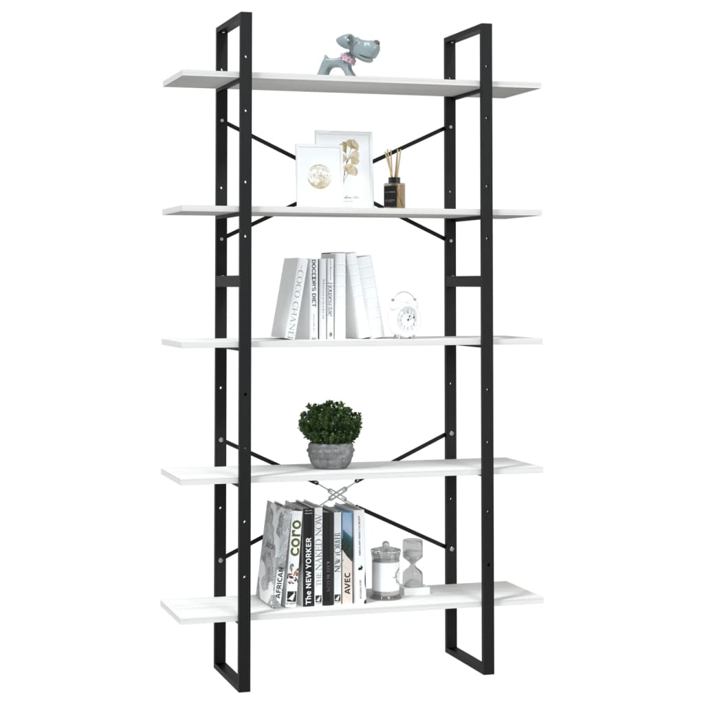 vidaXL Bibliothèque 5 étagères Blanc 100x30x175 cm Bois de pin massif