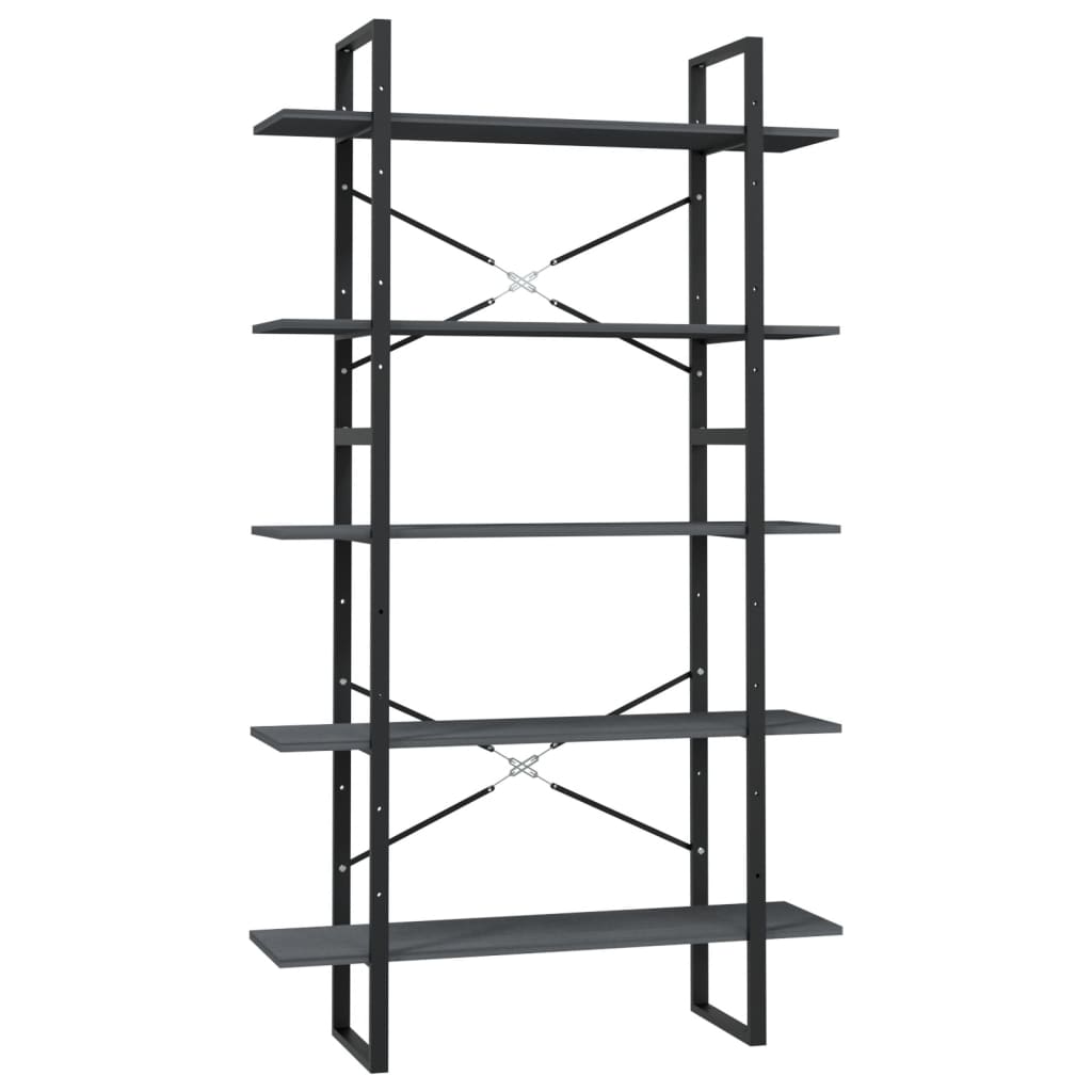 vidaXL Étagère à livres 5 niveaux Gris 100x30x175 cm Bois de pin massif
