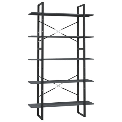 vidaXL Étagère à livres 5 niveaux Gris 100x30x175 cm Bois de pin massif