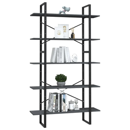vidaXL Étagère à livres 5 niveaux Gris 100x30x175 cm Bois de pin massif