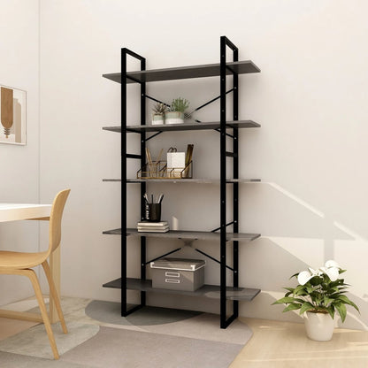 vidaXL Étagère à livres 5 niveaux Gris 100x30x175 cm Bois de pin massif