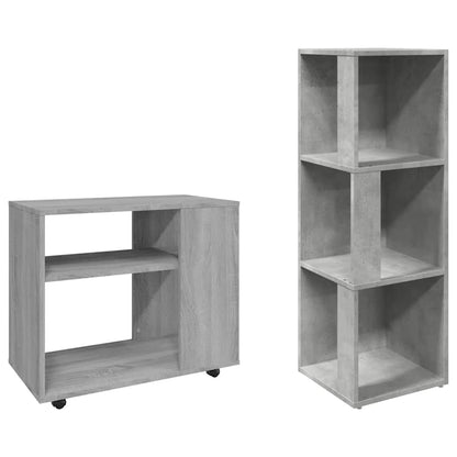vidaXL Eckregal Betongrau 33x33x100 cm Holzwerkstoff