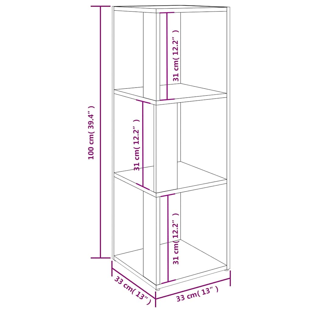 vidaXL Eckregal Betongrau 33x33x100 cm Holzwerkstoff