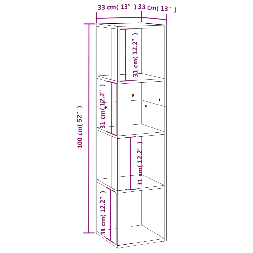 vidaXL Eckregal Sonoma-Eiche 33x33x132 cm Holzwerkstoff