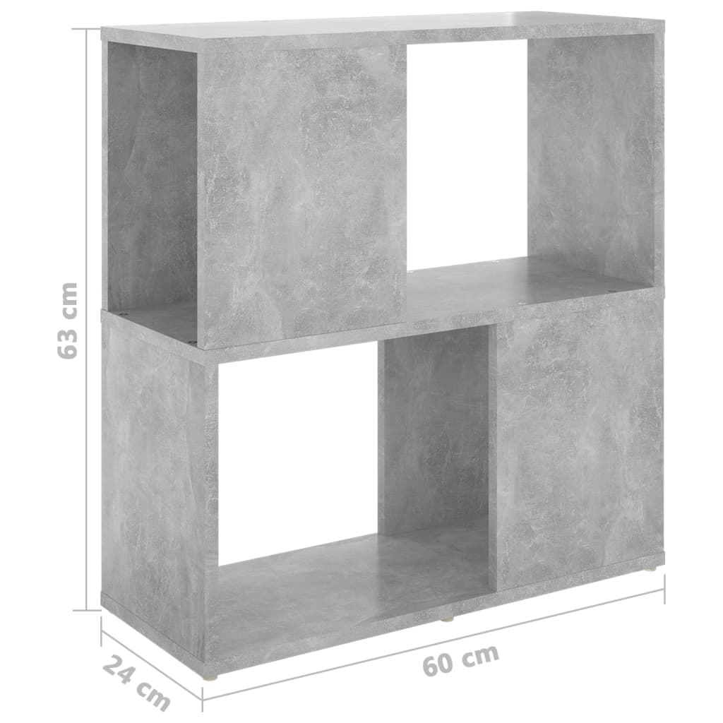 vidaXL Bücherregal Betongrau 60x24x63 cm Holzwerkstoff