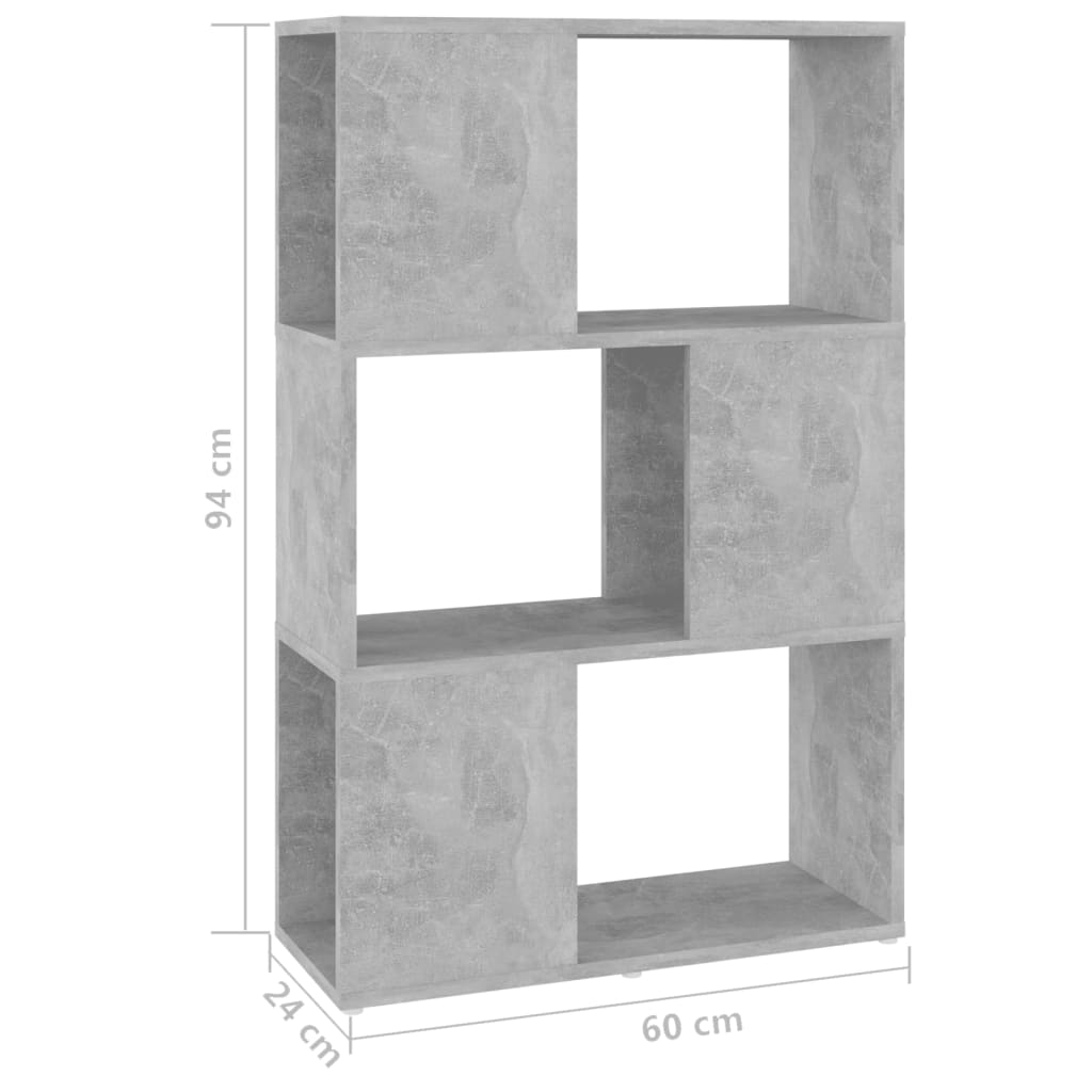 vidaXL Bibliothèque/Séparateur de pièce Gris béton 60x24x94 cm Bois d'ingénierie