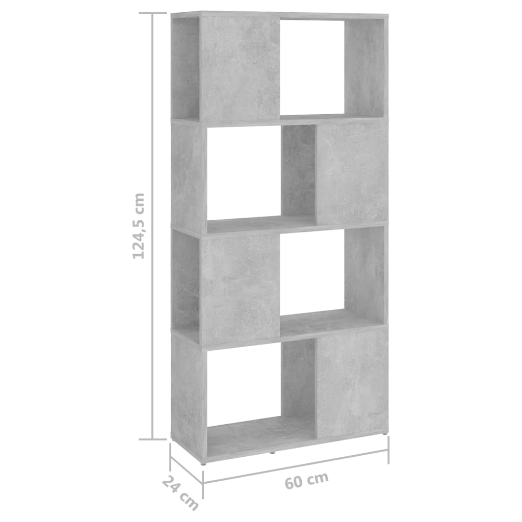 vidaXL Bibliothèque/Séparateur de pièce Gris béton 60x24x124,5 cm