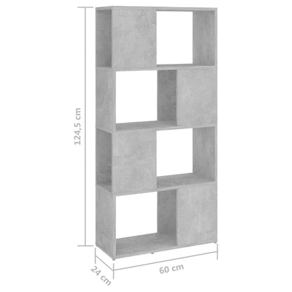 vidaXL Bibliothèque/Séparateur de pièce Gris béton 60x24x124,5 cm