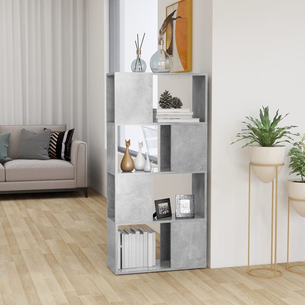 vidaXL Bibliothèque/Séparateur de pièce Gris béton 60x24x124,5 cm