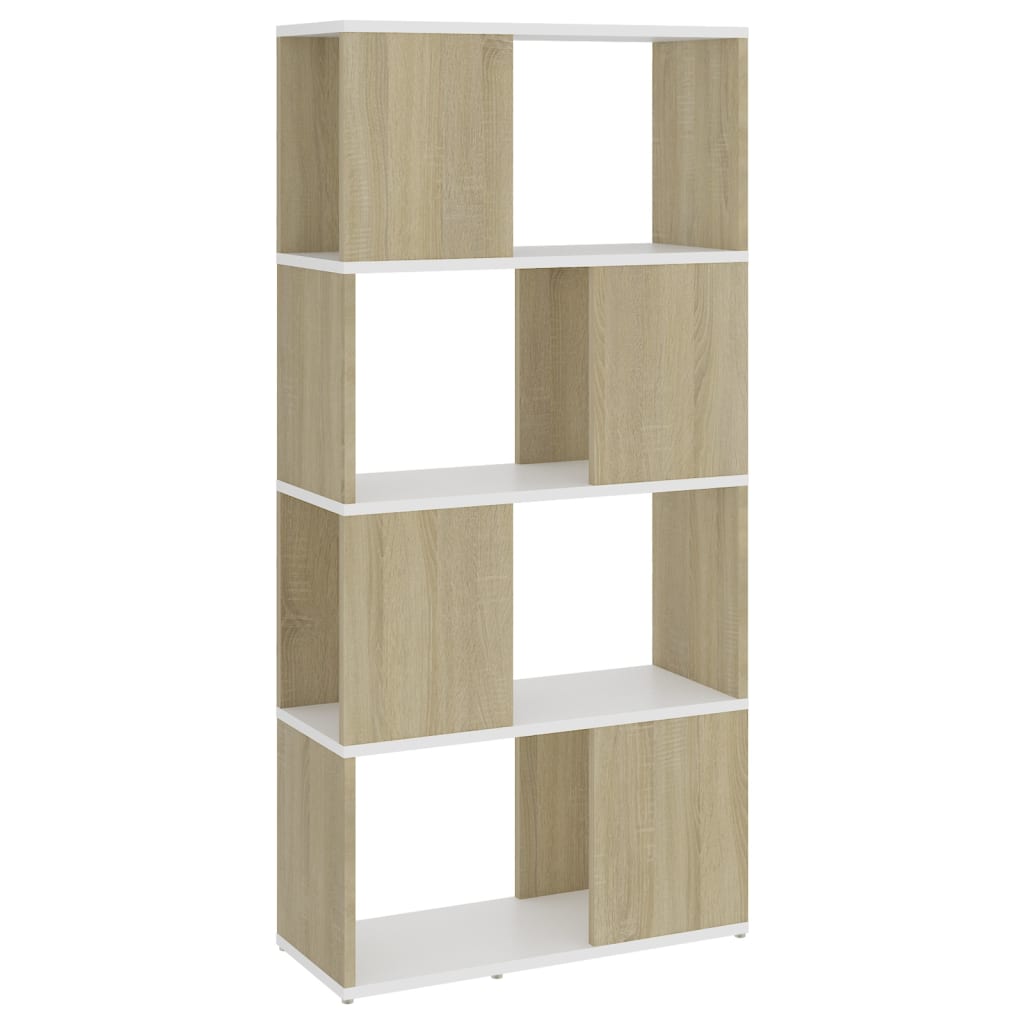 vidaXL Bibliothèque Séparateur de pièce Chêne Sonoma Blanc 60x24x124,5 cm