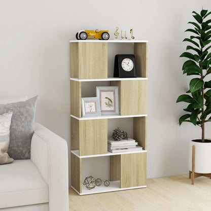 vidaXL Bibliothèque Séparateur de pièce Chêne Sonoma Blanc 60x24x124,5 cm