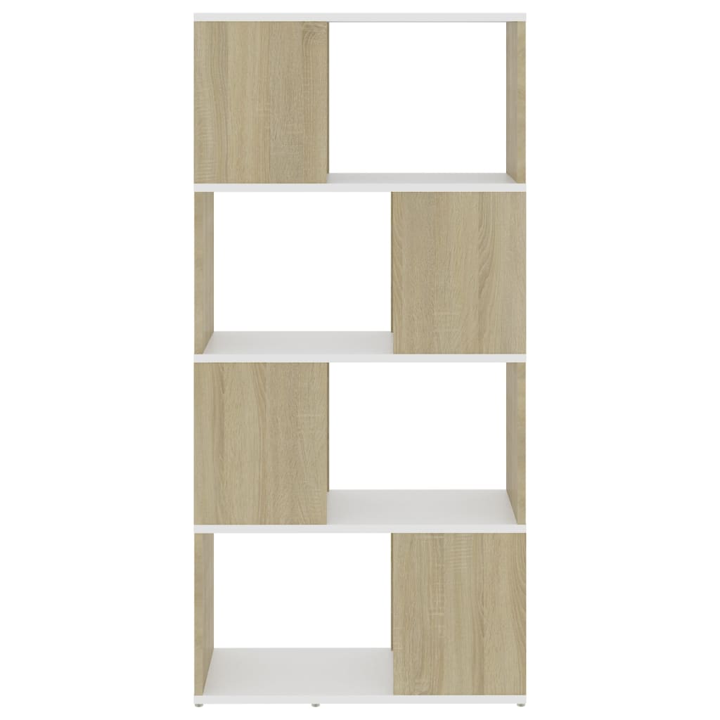 vidaXL Bibliothèque Séparateur de pièce Chêne Sonoma Blanc 60x24x124,5 cm