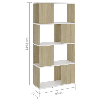 vidaXL Bibliothèque Séparateur de pièce Chêne Sonoma Blanc 60x24x124,5 cm