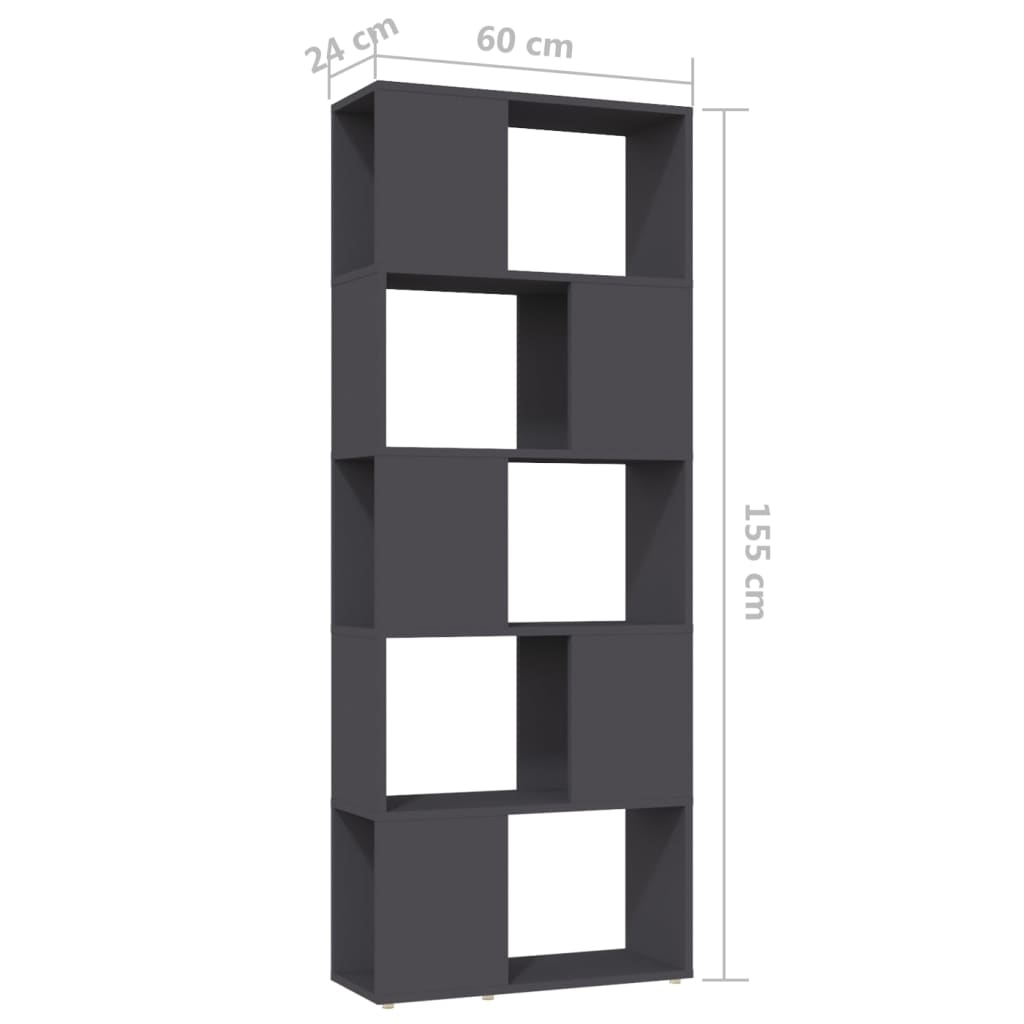 vidaXL Bibliothèque/Séparateur de pièce Gris 60x24x155 cm Bois d'ingénierie