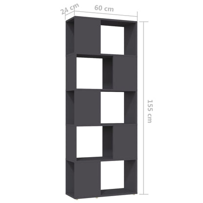 vidaXL Bibliothèque/Séparateur de pièce Gris 60x24x155 cm Bois d'ingénierie