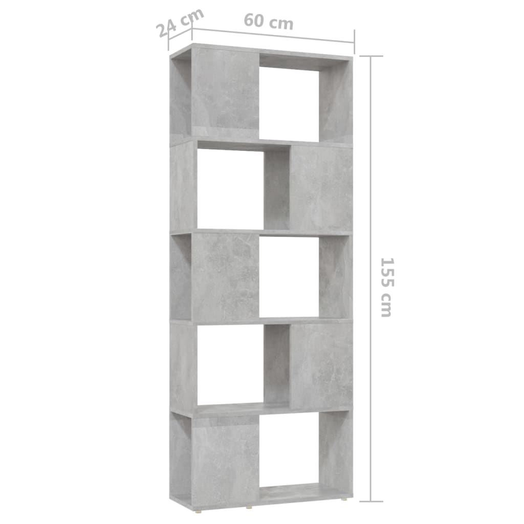 vidaXL Étagère à livres/séparateur de pièce gris béton 60x24x155 cm