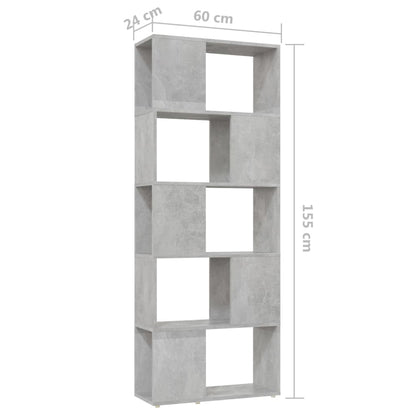 vidaXL Étagère à livres/séparateur de pièce gris béton 60x24x155 cm