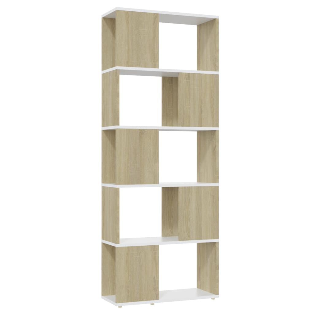 vidaXL Bibliothèque Cloison de séparation Blanc Chêne Sonoma 60x24x155 cm