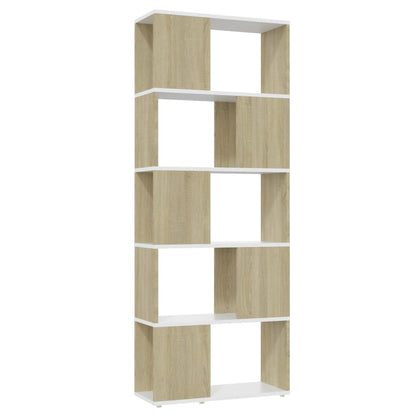 vidaXL Bibliothèque Cloison de séparation Blanc Chêne Sonoma 60x24x155 cm