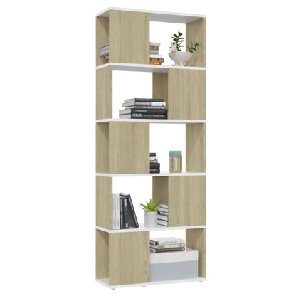 vidaXL Bibliothèque Cloison de séparation Blanc Chêne Sonoma 60x24x155 cm