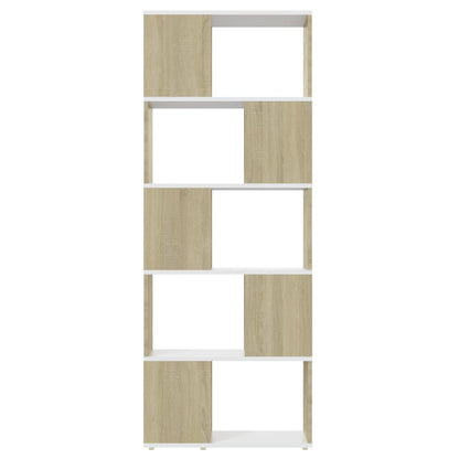 vidaXL Bibliothèque Cloison de séparation Blanc Chêne Sonoma 60x24x155 cm