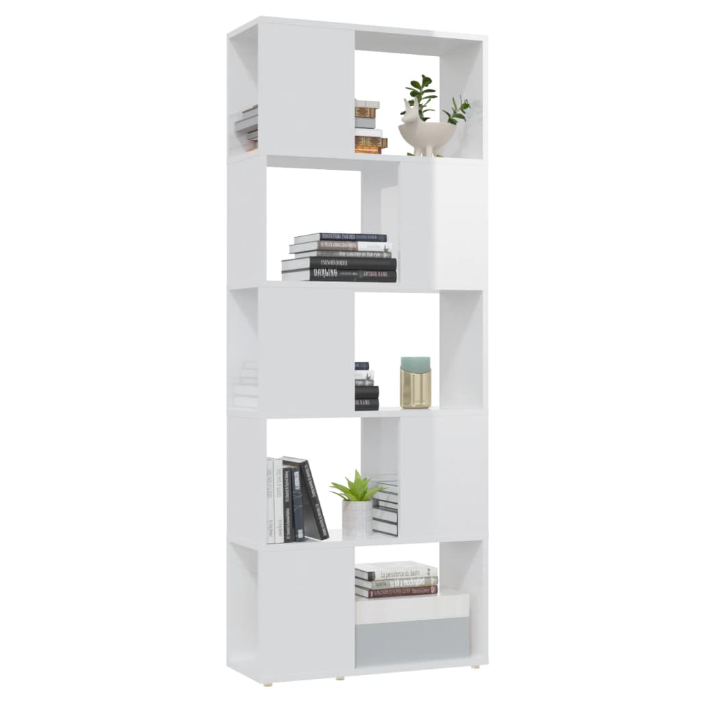 vidaXL Bibliothèque cloison blanc brillant 60x24x155 cm