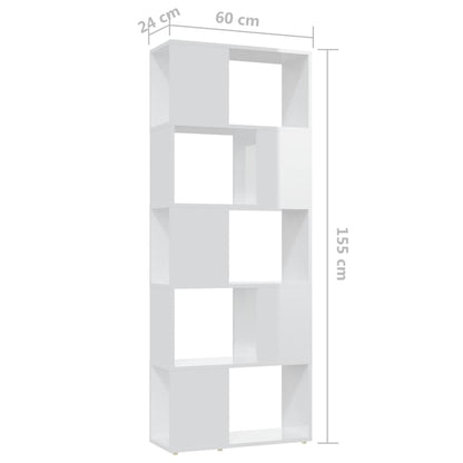 vidaXL Bibliothèque cloison blanc brillant 60x24x155 cm