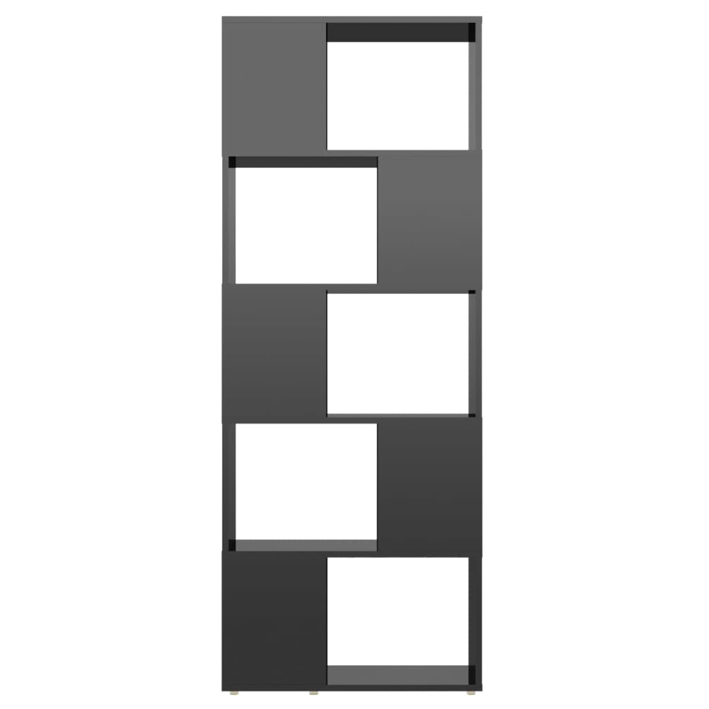 vidaXL Bibliothèque Étagère Cloison de séparation Noir brillant 60x24x155 cm