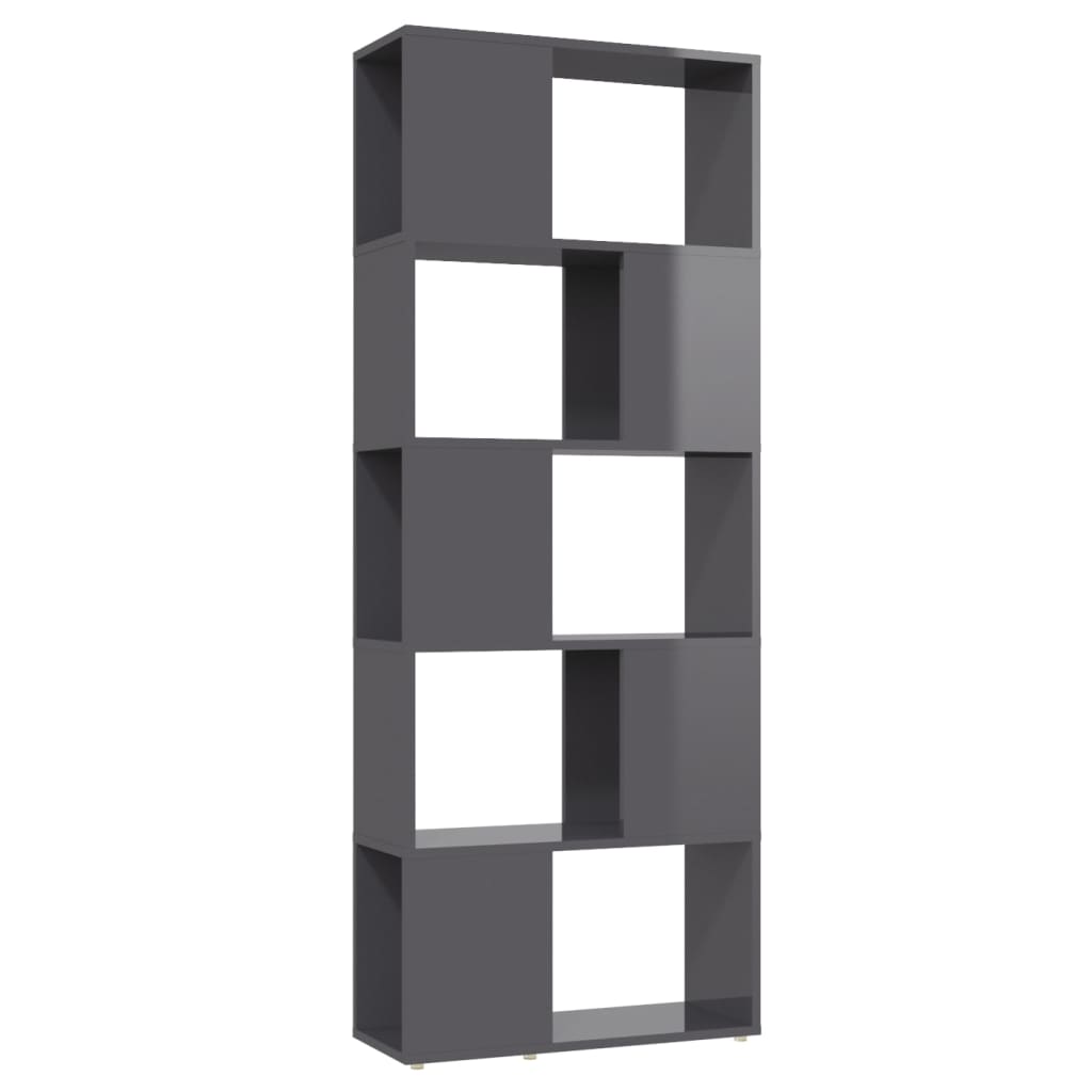 vidaXL Bibliothèque/Séparateur de pièce Gris brillant 60x24x155 cm