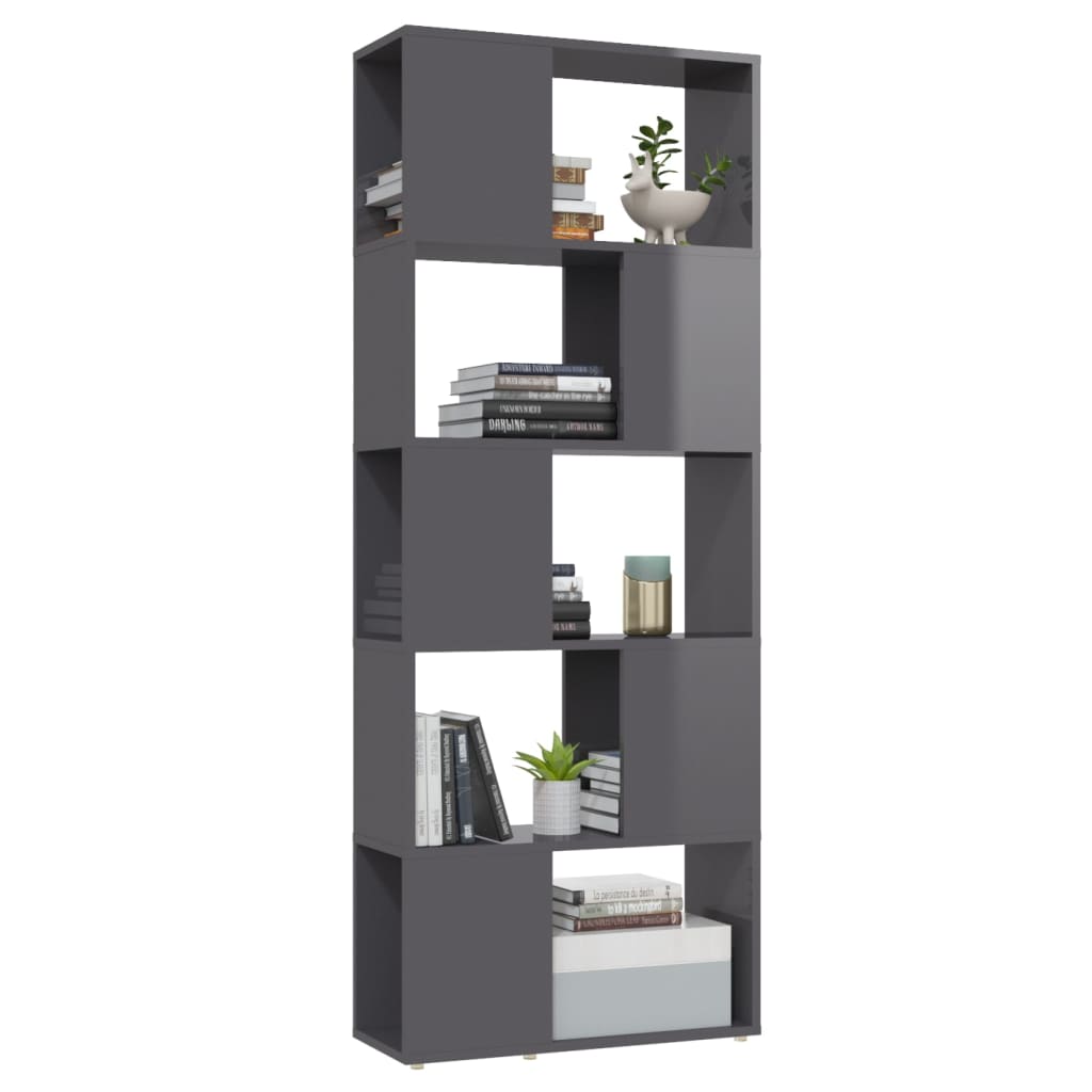 vidaXL Bibliothèque/Séparateur de pièce Gris brillant 60x24x155 cm