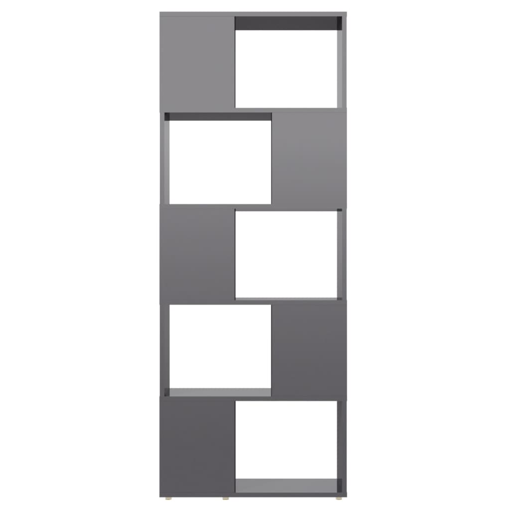 vidaXL Bibliothèque/Séparateur de pièce Gris brillant 60x24x155 cm